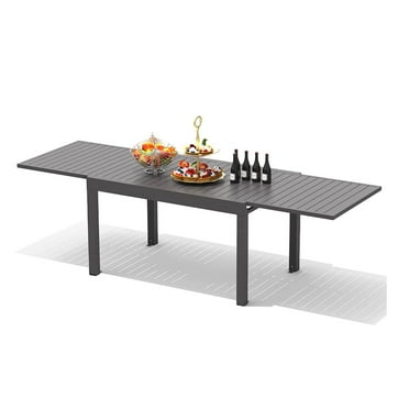 CoSoTower Patio Dining Expandable Table, Metal Aluminum Outdoor Table for 6-8 Person Rectangular Table for Porch Lawn Garden Bistro(1 Table)