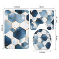 thumbnail image 3 of Blue White Gold Hexagon Marble Pattern Bathroom Rugs Sets 3 Piece,Toilet Cover Set,Absorbent Non Slip Bathroom Mats Sets with U-Shaped Contour Rug Toilet Rug Set, 3 of 5