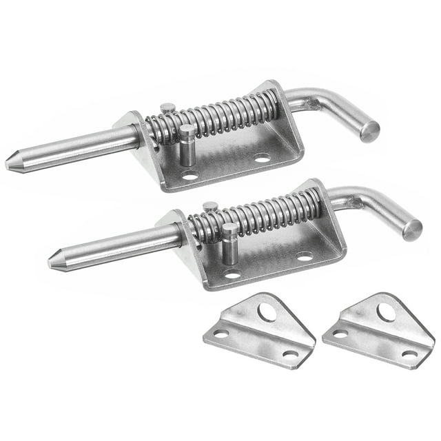 Unique Bargains Barrel Bolt Latch, 2 Pack 10x135mm - Stainless Steel Spring Loaded Gate Latch Pin with Keeper, for Doors (Silver)