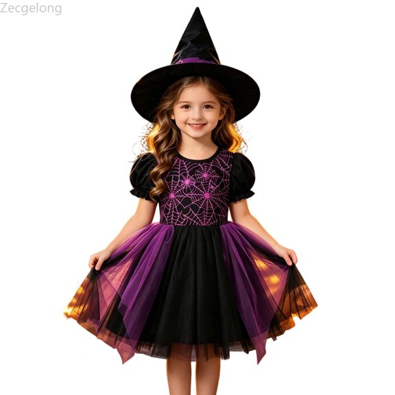 Zecgelong Girls Tutu Dress Party Performance Outfit for Kids Purple Size 3-7Y