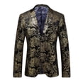 thumbnail image 3 of Traje de vestir con estampado floral para hombre, elegante blazer de corte entallado con solapa con muescas, 3 of 5