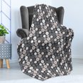 thumbnail image 4 of Beige and Grey Soft Flannel Fleece Throw Blanket, Circular Round Motifs with Polka Dots, Cozy Plush for Indoor and Outdoor Use, 50" x 70", Dimgray Pale Salmon, by Ambesonne, 4 of 5