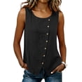 thumbnail image 6 of akafmk Women's Linen Sleeveless Shirts Fashion Button Crew Neck Soft Loose Summer Tank Tops, 6 of 7
