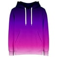 thumbnail image 4 of Fiaer Women's Hoodies Oversized Gradient V Neck Long Sleeve Hooded Sweatshirts Drawstring Loose Fit Trendy Pocket Tops Purple XXL, 4 of 4
