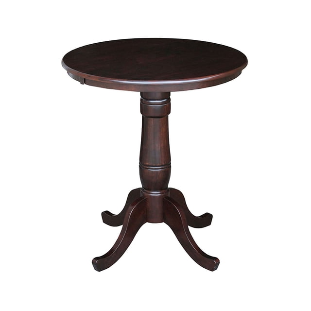 International Concepts 30" Round Wood Counter Height Dining Table in Rich Brown