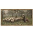 thumbnail image 5 of Drsoum Large 20x40in Natural Framed Wall Art Vintage Classical Oil Painting Sheep Herds and Shepherds Room Decor for Bedroom Living room, 5 of 6