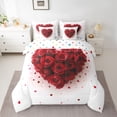 thumbnail image 2 of Castle Fairy Adults Female Girls Rose Love Heart Print Bedding Comforter Set 7-Piece,Valentine's Day Festival King Bedding Sets,Romantic Lover Couple Ultra Soft Bed Sheets,Super Cozy Room Decor, 2 of 8