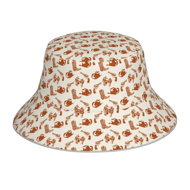Fotbe Cowboy Western Sombrero Tipo Pescador con Estampado – Sombrero de Sol de Algodón de Moda para Playa, Golf, Pesca