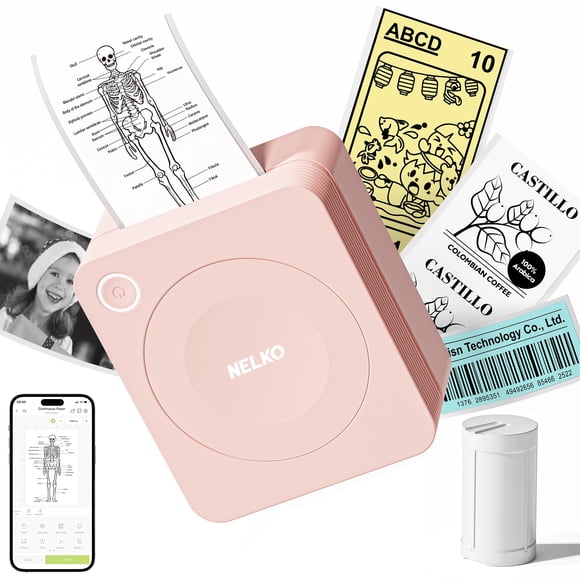 Impresora de Etiquetas Nelko PM230 Mini Portátil con 1 Rollo de Papel