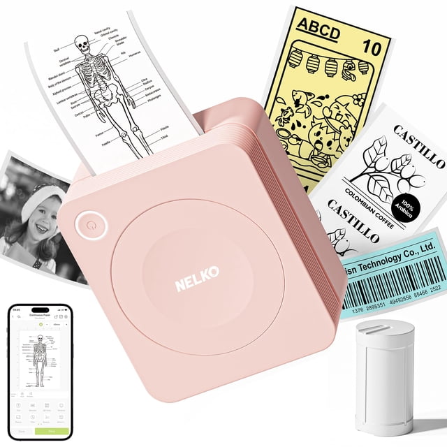Impresora de Etiquetas Nelko PM230 Mini Portátil con 1 Rollo de Papel
