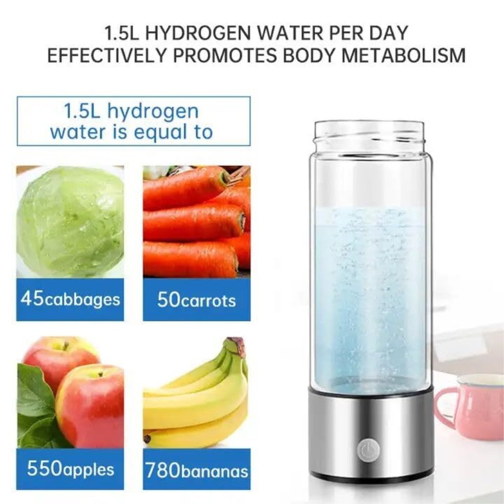 A Hydrogen Water Bottle Generator with PEM SPE Technology,Hydrogen Water Ionizer Glass Health Cup for Home Travel,Office and Daily Drinking