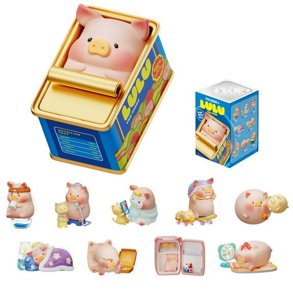 Lulu The Piggy Blind Box Figures - Stay with You Series Blind Boxes Mystery Box Cute Animal Figurines Collectible Toys Home Decorations Holiday Birthday Gifts, Single Box