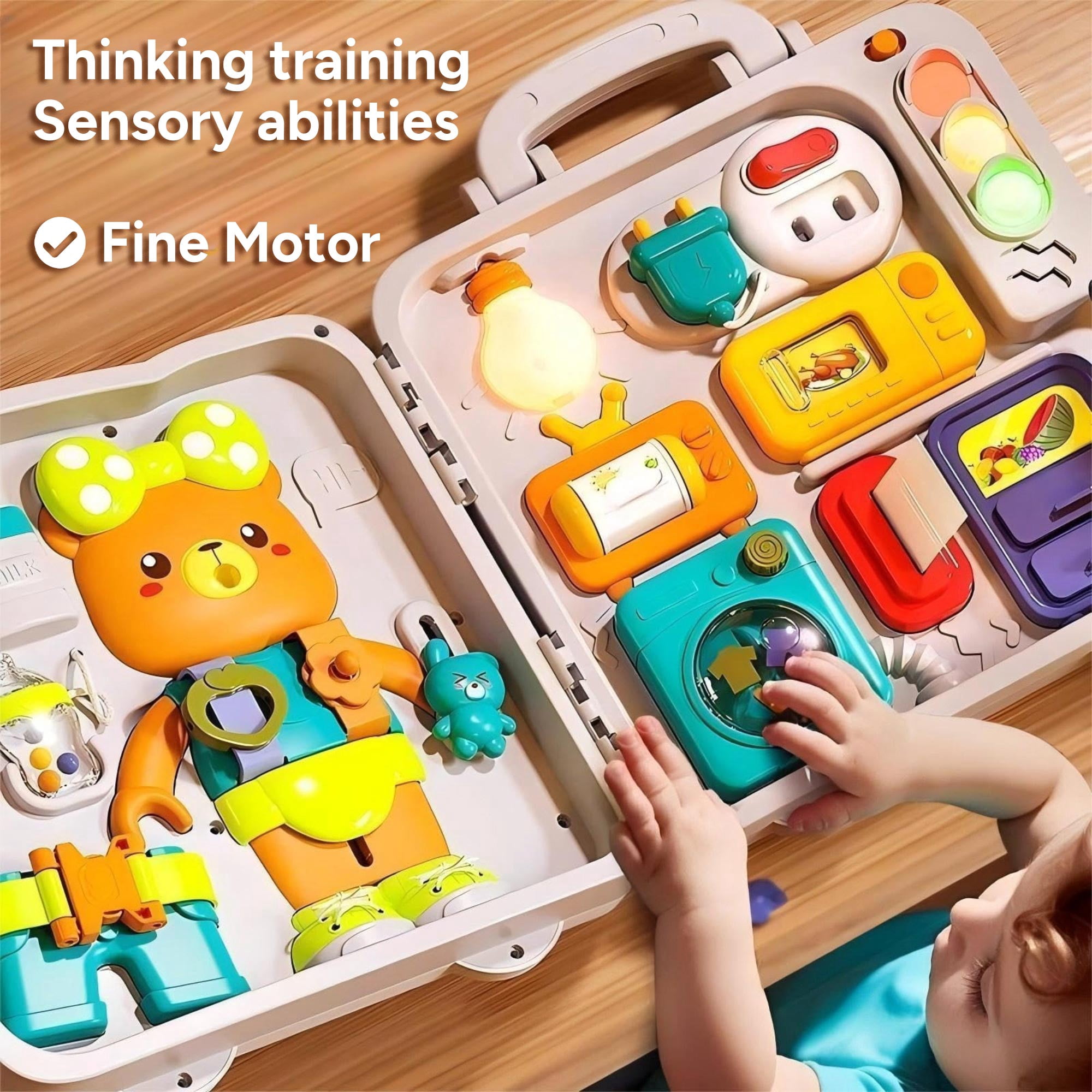 LieGorJi Musical Busy Board, Learning Sensory Montessori Toys, Birthday Gifts for 0-12 Month 1-3 3-5 Year Old