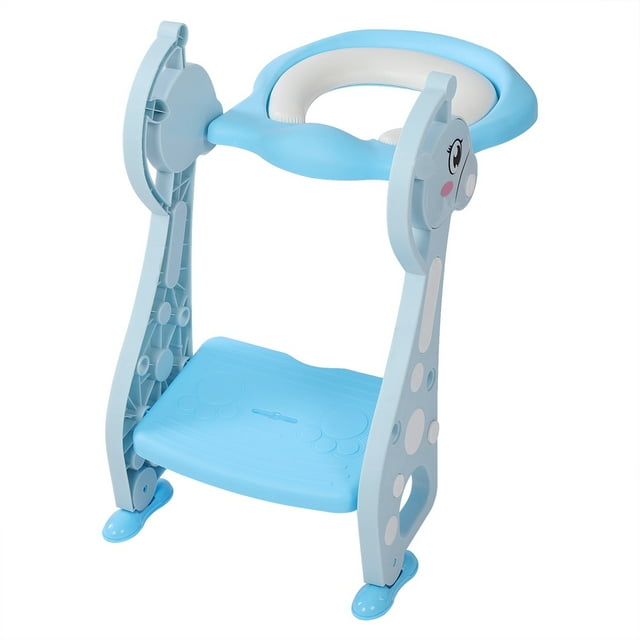 Silla para ir al baño para niños, linda escalera con apoyabrazos de ciervo, asiento para inodoro, escalera para inodoro, diseño a prueba de futuro