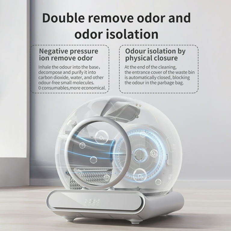 XCLOUD Large Robotic Electric Smart Cat Litter Box Self Cleaning Odor Removal APP Control 65L Walmart