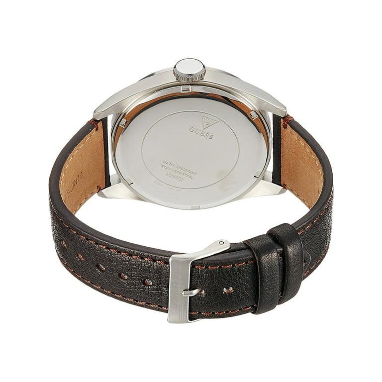 Guess W0658G3,Men dress,Leather Strap,Black dial,Stainless Steel Case,Three Hands,Day and Date,WR, Men's, Size: One size, Silver Guess W0658G3,Men dress,Leather Strap,Black dial,Stainless Steel Case,Three Hands,Day and Date,WR, Men's, Size: One size, Silver