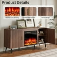 thumbnail image 7 of BOSSIN 58" Brown Mid Century Modern TV Stand with Fireplace, Entertainment Center up to 65" TV,Electric Fireplace TV Stand for Living Room, 7 of 7