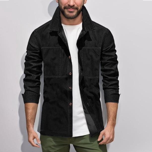 pstuiky camisas de manga larga para hombre, Camiseta lisa de manga larga con cuello vuelto para hombre, informal, elegante, cómoda, con bolsillos, botones y cremallera. camisetas de hombre s