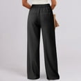 thumbnail image 5 of WTOBBY Women's Linen Casual High Waist Wide Leg Straight Cotton Button Trousers with Comfortable Fit for Fashionable Summer Outfits ,Black S, 5 of 6