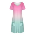 thumbnail image 3 of CHGBMOK Womens Summer Dresses Fashion Gradient Short-Sleeved V-Neck Casual Dress,Sizes S-2XL, 3 of 7