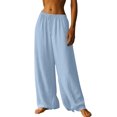 thumbnail image 2 of JUSLIO Pants for Women High Waist Plus Size Drawstring Linen Loose Elastic Waist with Pockets Slim Straight Pants, 2 of 8