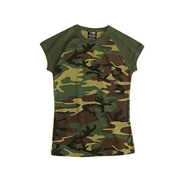 Women's V-Neck Short Sleeve Woodland Camo T-shirt - Walmart.com