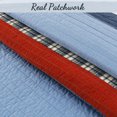 thumbnail image 4 of Navy Blue Red Striped Boy Cotton Comforter Set, Reversible Quilt Bedding Set, Coverlet for Bedroom, Guest Room, Home, Apartment, Dorm, RV, Varsity, Twin - 2 Piece, 4 of 5