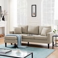 thumbnail image 1 of uhomepro Convertible Sectional Sofa Couch, 72"W L-Shaped Couch with Modern Polyester Fabric for Small Space, High-End Living Room Furniture Couch Sofa Set, Comfortable Fabric Sofa, Beige, Q16789, 1 of 11