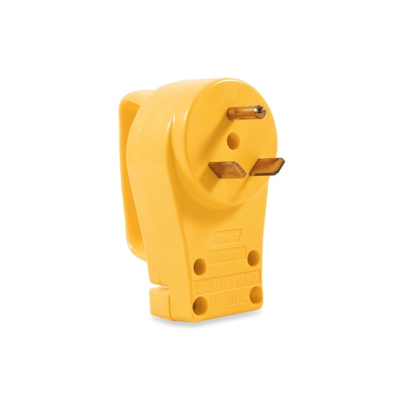Camco Power Grip RV Replacement Male Plug – 125 Volts, 3750 Watts – Yellow (55245)