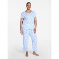 thumbnail image 2 of Joyspun Women's Lightweight Short Sleeve Sleep Tee and Pants Set, 2-Piece, Sizes XS-3X, 2 of 5