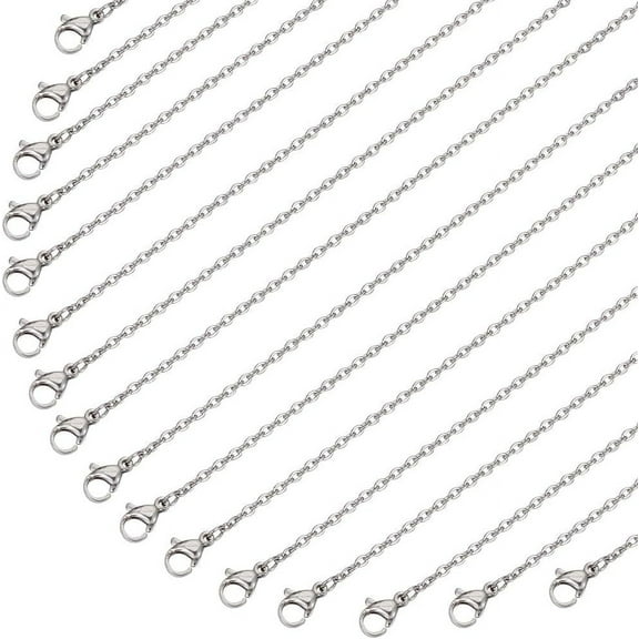 20 Pack 20 Inch/ 0.5m 2mm Stainless Steel Necklace Chains Bulk Silver Necklace Making Metal Lobster Claw Clasps Cable Chains Necklaces Bulk