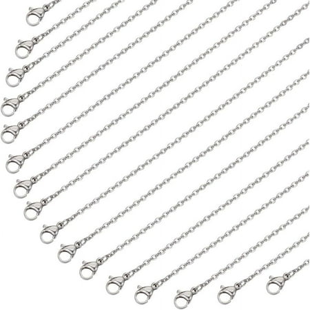 20 Pack 20 Inch/ 0.5m 2mm Stainless Steel Necklace Chains Bulk Silver Necklace Making Metal Lobster Claw Clasps Cable Chains Necklaces Bulk for Jewelry Making Supplies Women Adult DIY DIY