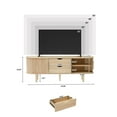 thumbnail image 5 of PHOYAL Fluted TV Stand, Modern Oval TV Console Table with Storage Compartment and 2 Drawers, Gaming Entertainment Center with Sliding Door for Living Room, Bedroom, Office, Natural, 5 of 8