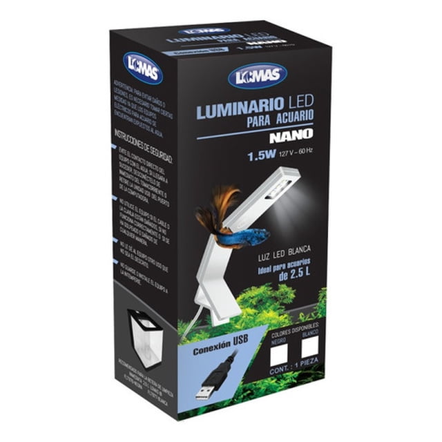 Lámpara Nano Acuario Lomas 1.5w Negra Iluminación LED