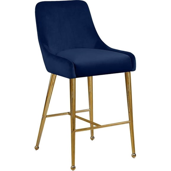 Meridian Furniture Owen 28"H Velvet Bar Stool in Navy (Set of 2)