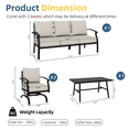 thumbnail image 4 of ALAULM 4 Piece Patio Furniture Set,Outdoor Metal Patio Furniture with Coffee Table & Rocking Chairs Conversation Set for Porch,Backyard,Poolside, Garden-Sand, 4 of 9