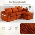 thumbnail image 3 of CARZZI 103" Cloud Modular Sectional Couches for Living Room, Modern L Shaped Boneless Sofa Couch with Ottoman & 2 Lumbar Pillows, Comfy Corduroy Deep Seat 3 Seater Sofa (Pink) | No Assembly Needed, 3 of 8