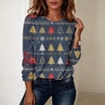 thumbnail image 3 of KICILVS Womens Christmas Tops Xmas Tree Print Long Sleeve Crew Neck T Shirt Casual Holiday Blouse for Christmas Day Outfits, 3 of 8