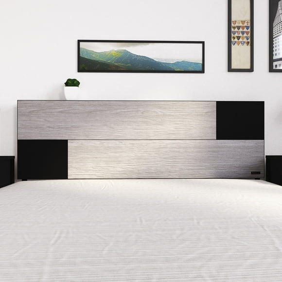 Cabecera Queen Playcon Marbella 151 cm Negro y gris