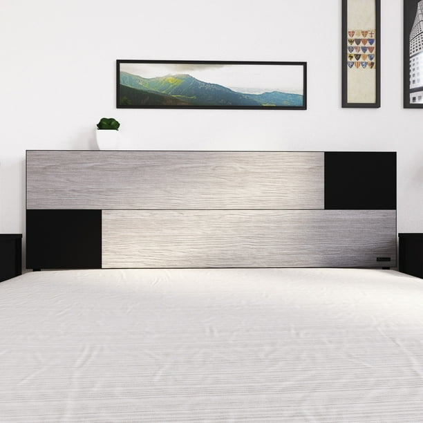 Cabecera Queen Playcon Marbella 151 cm Negro y gris
