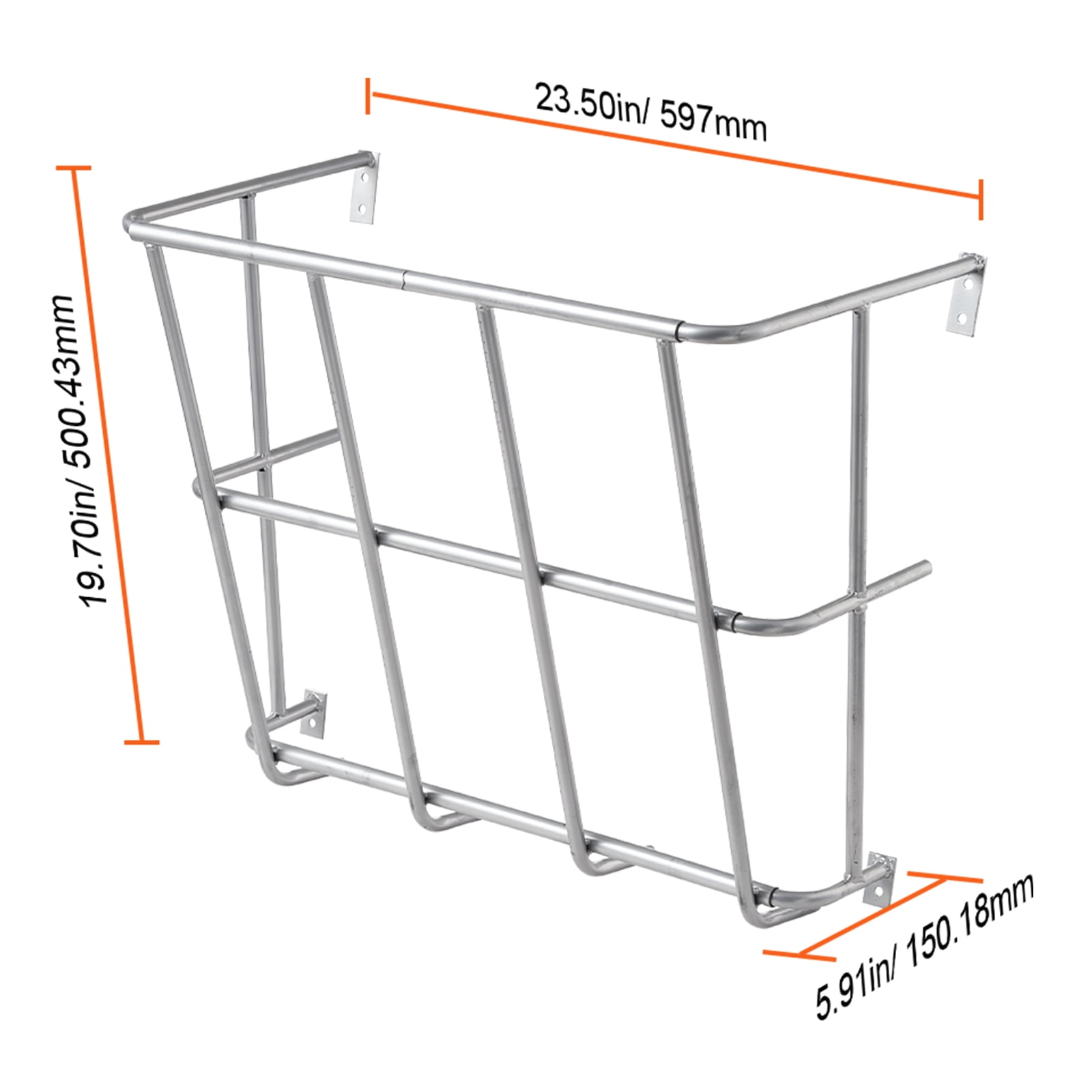 KFFKFF Livestock Hay Feeder, 18.5-Gallon Capacity, Durable Steel Hay Rack, 24.4-Inch Wall-Mounted Holder for Horses, Multi-Sided Feeding Rack for Indoor and Outdoor Use on Farms