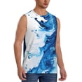 thumbnail image 2 of Uemuo Blue White Fluid Art Pattern Men's Sleeveless T-Shirt,Muscle Athletic Tank Top, Moisture-wicking Quick-dry Breathable Classic Tee Top for Gym Run Outdoor Sports-3X-Large, 2 of 8