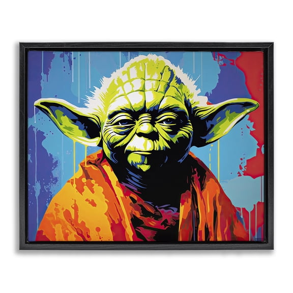 Stupell Industries Modern Pop Style Sci-Fi Creature Black Floating Frame Canvas Art, 21 x 17, by Birch&Ink