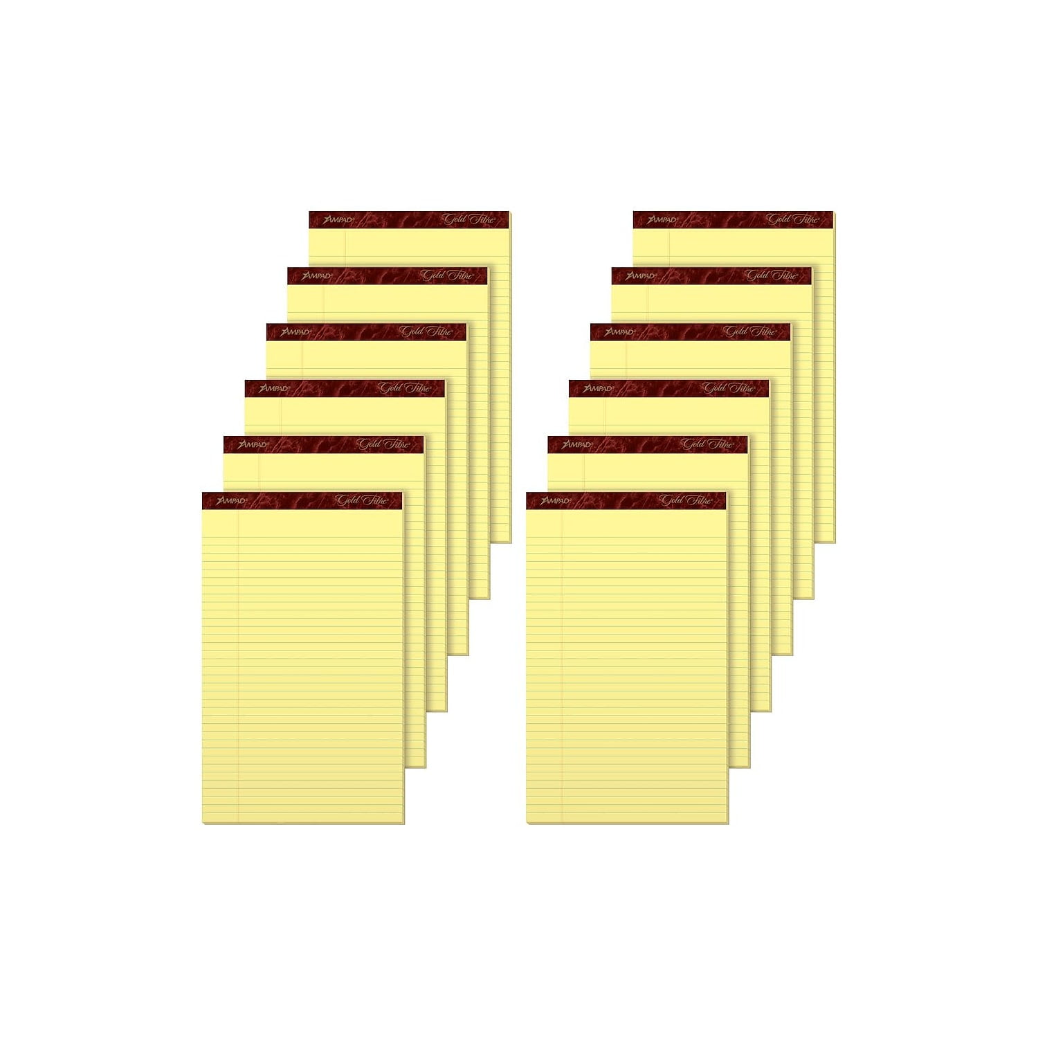 Ampad Gold Fibre Pads 8 1/2 x 14 Canary 50 Sheets Dozen 20030