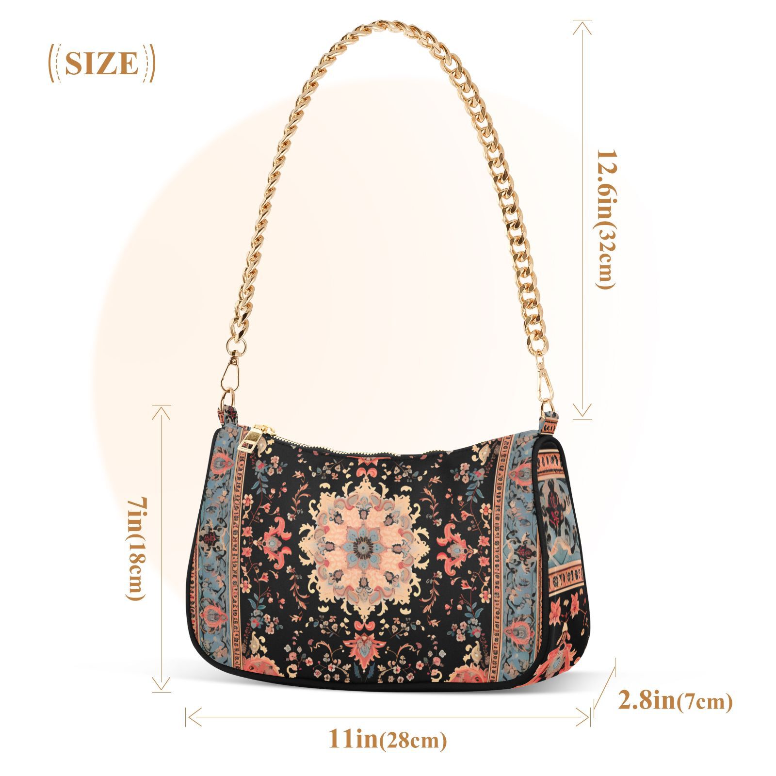 Vintage Boho PatternWomen Small Shoulder Bag Crossbody Tote Hobo Bags Purse Clutch Handbags with Chain Strap for Women