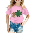 thumbnail image 1 of PMVFHDE T-Shirt à Manches Courtes à Col Rond avec Imprimé Graphique de la Saint-Patrick pour Enfants, Haut Décontracté Festif pour Filles Z25024c-Rose, 6-7 Ans, 1 of 4