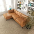 thumbnail image 7 of Flore Modern Tufted Living Room Genuine Leather Sectional Sofa in Cognac Tan, 7 of 7