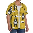 thumbnail image 4 of Wukai Cartoon Bear Yellow Men's Casual Short-Sleeve Button Down Shirt - Lightweight Summer Dress Shirt for Daily Wear-Small, 4 of 7