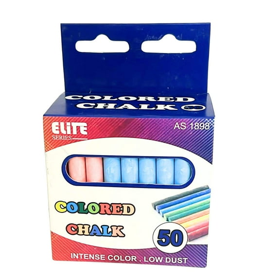 Colored Chalk – Low Dust with Intense Color: 50CT