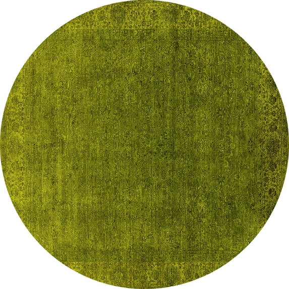 Ahgly Company Indoor Round Oriental Yellow Industrial Area Rugs, 6' Round